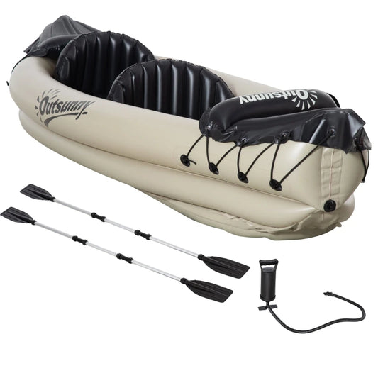 Inflatable Kayak, 2-Person Canoe Set With Air Pump, Aluminum Oars
